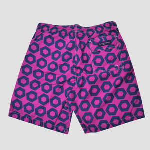 Hexagon Swim Short in Pink & Blue