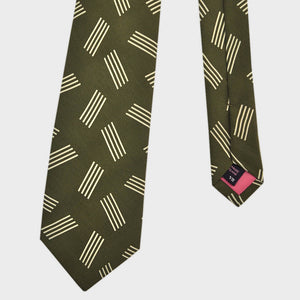 Geometric Pins Silk Tie in Olive