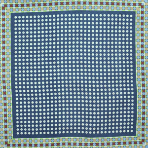 Dots & Geo's Reversible Panama Silk Pocket Square in Blue & Brown & Lime