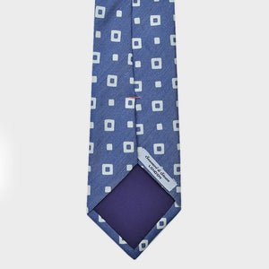 Square Shapes Silk & Linen Tie in Blue