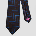 English Woven Silk Zig Zag Steps Tie in Brown & Teal