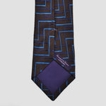 English Woven Silk Zig Zag Steps Tie in Brown & Teal