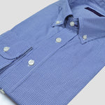 Micro Gingham Button Down Shirt in Blue