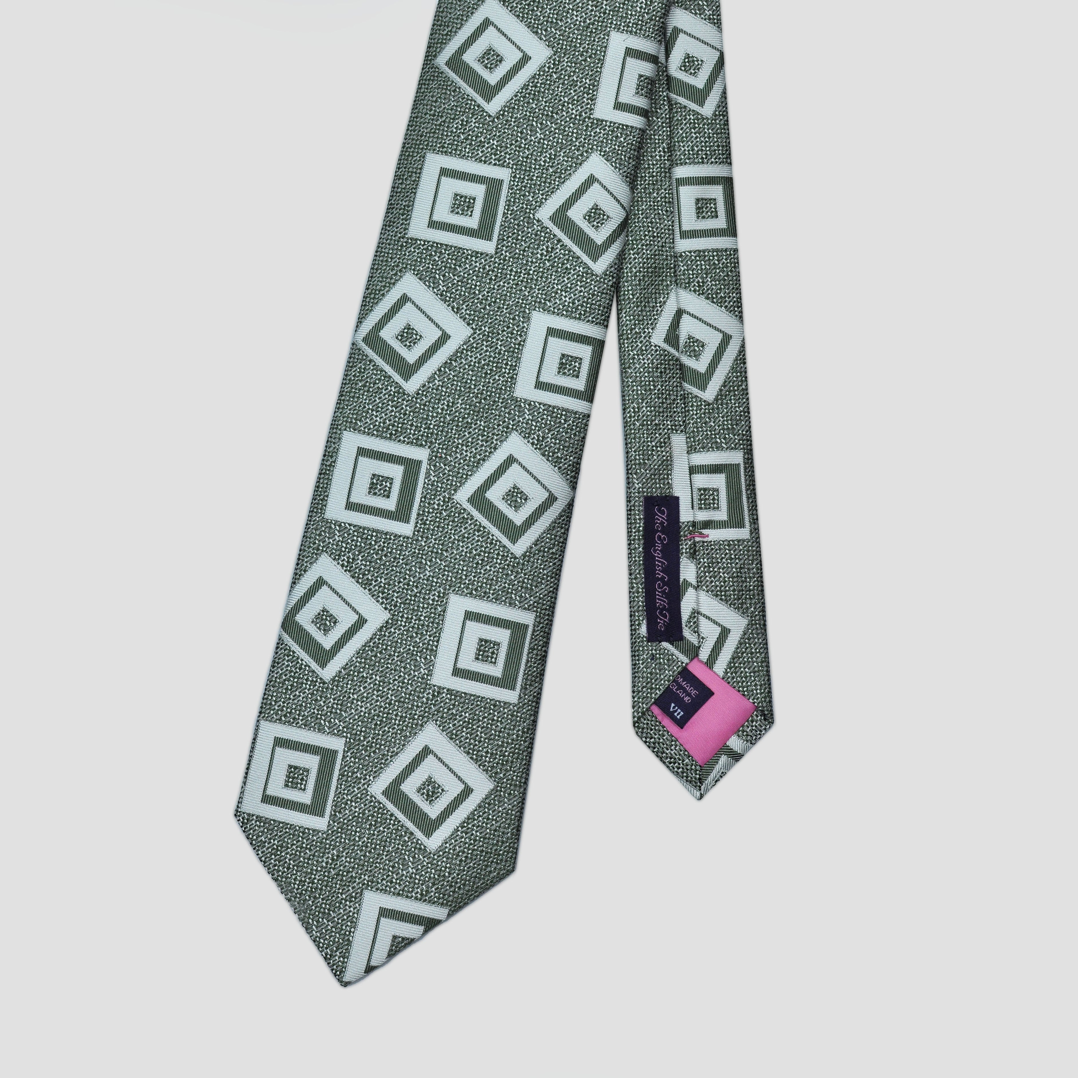 Retro Squares Natte Weave Silk Tie in Mink Grey