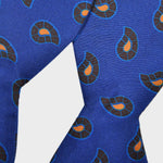 English Printed Silk Teardrops Bow Tie in Royal Blue