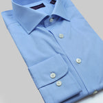 Spread Collar Cotton Shirt in Light City Blue