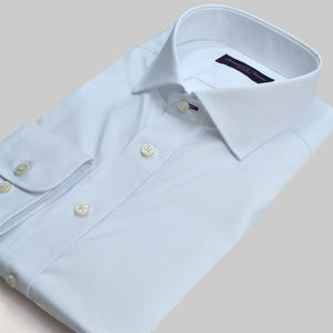 Spread Collar Cotton 'end on end' Shirt in White