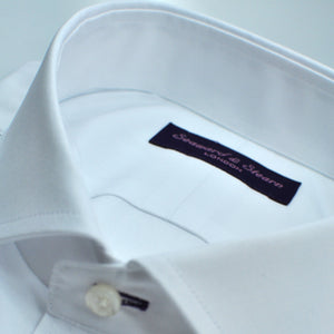 Spread Collar Cotton 'end on end' Shirt in White