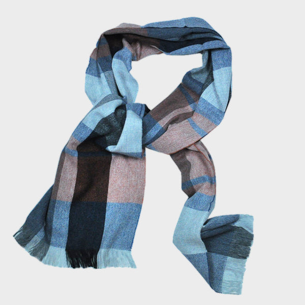 Blue Checkered Wool Scarf | THE8 - Seventeen