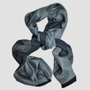 Teardrop Super Fine Wool Scarf in Blue & Grey