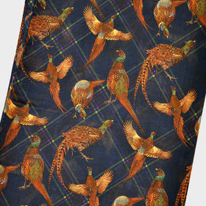 Wool Silk Pheasant Scarf in Navy Blue