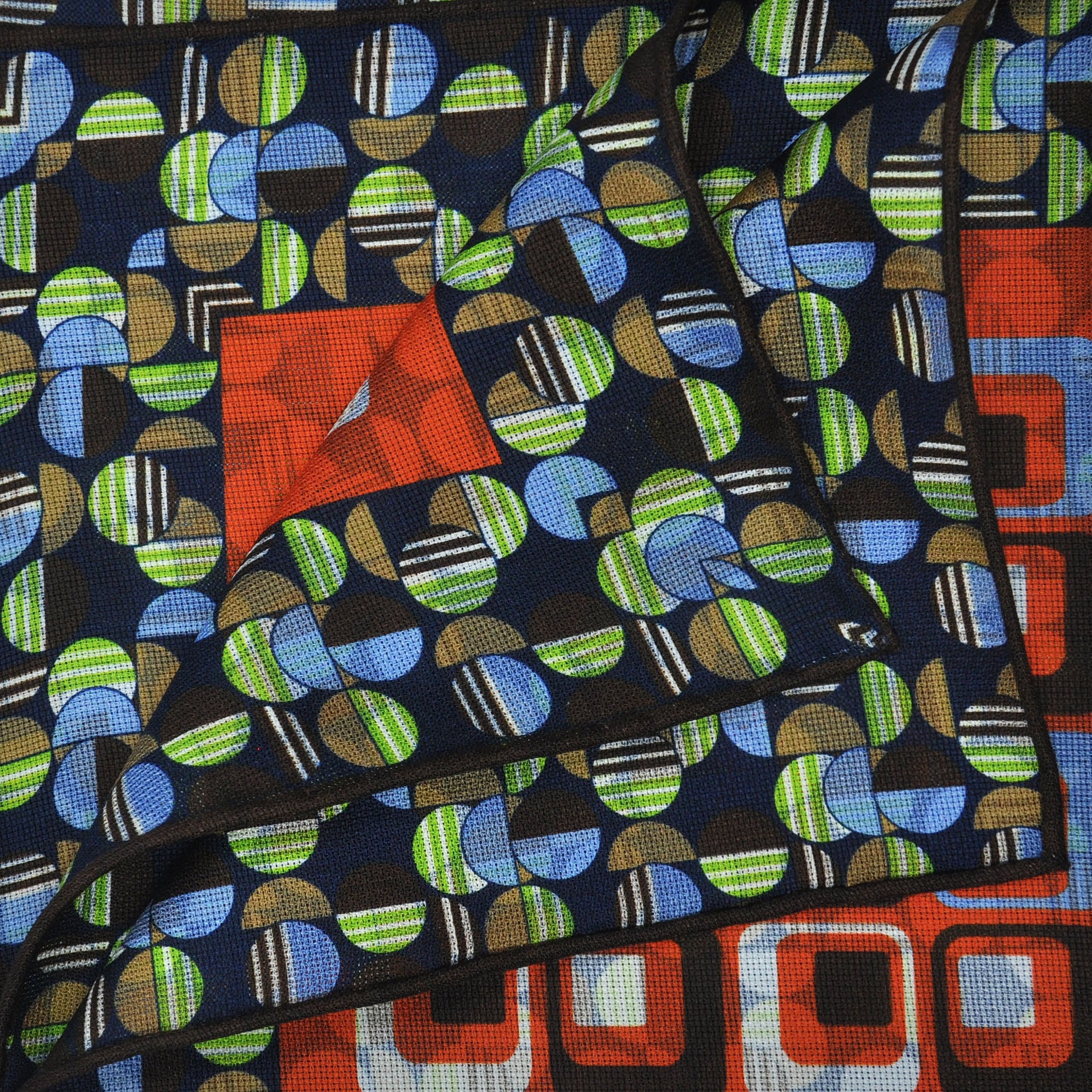 Retro Geo's Reversible Panama Silk Pocket Square in Red & Blues