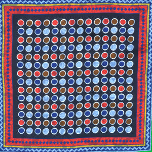 Dots & Paisley Reversible Panama Silk Pocket Square in Blues & Red