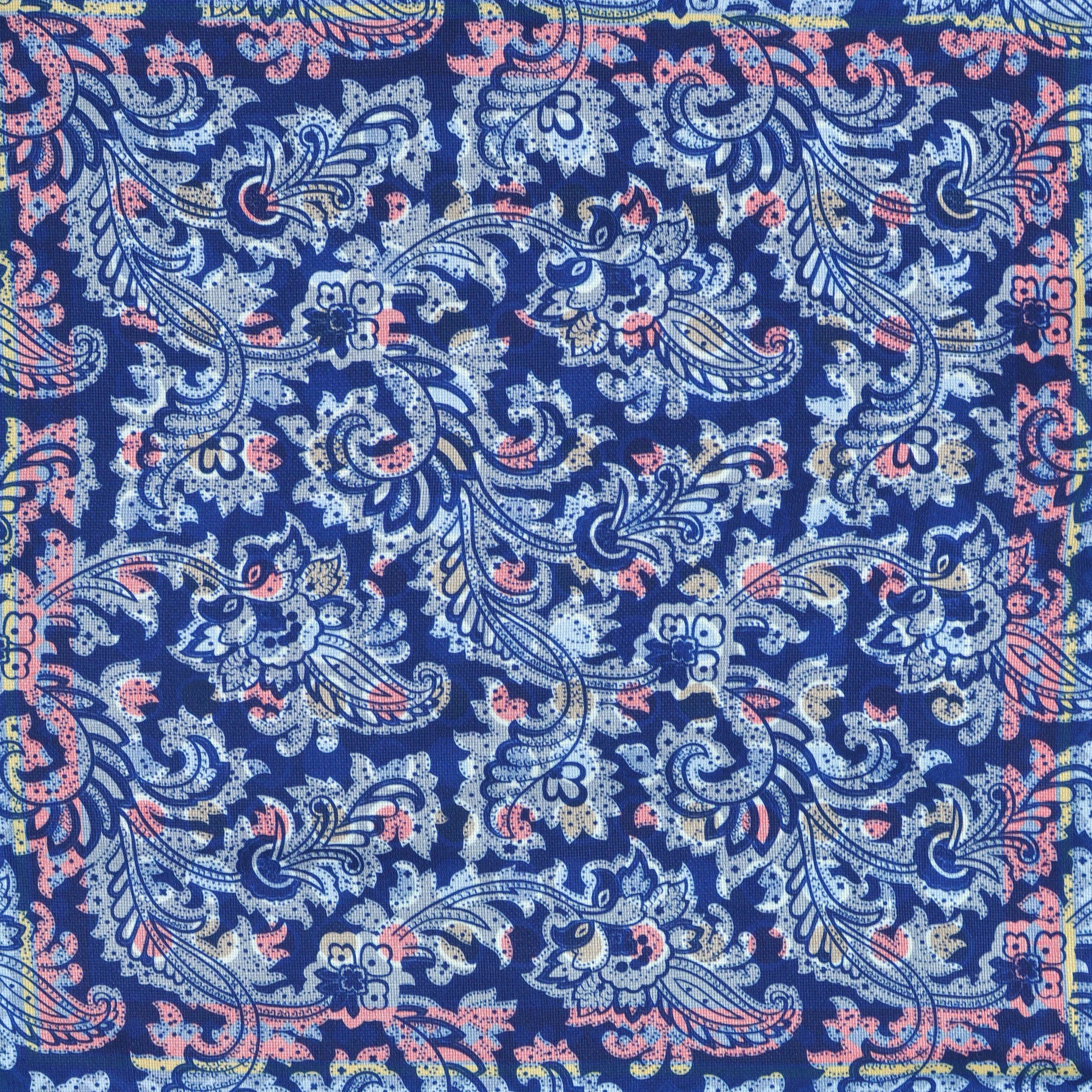 Dots & Paisley Reversible Panama Silk Pocket Square in Blues & Red