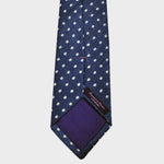 Denim Blue Woven Silk Tie with White Dots