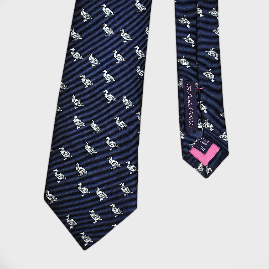 English Woven Silk Duck Parade Tie in Navy