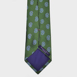 Little Blue Tears on Green Natte Bottle Neck Silk Tie